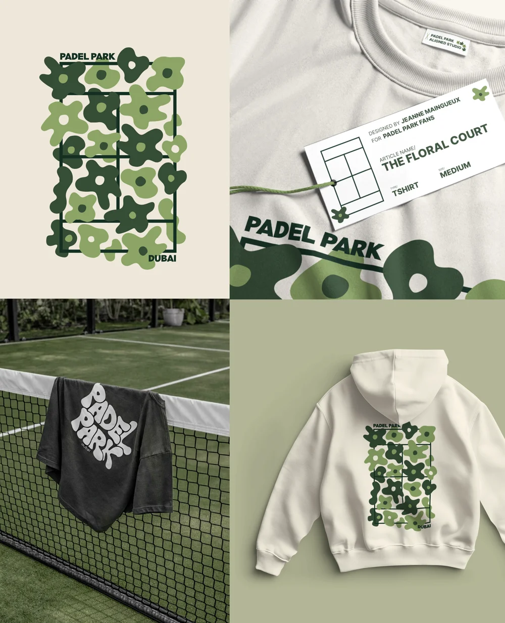 Padel Park apparel and printed brand materials