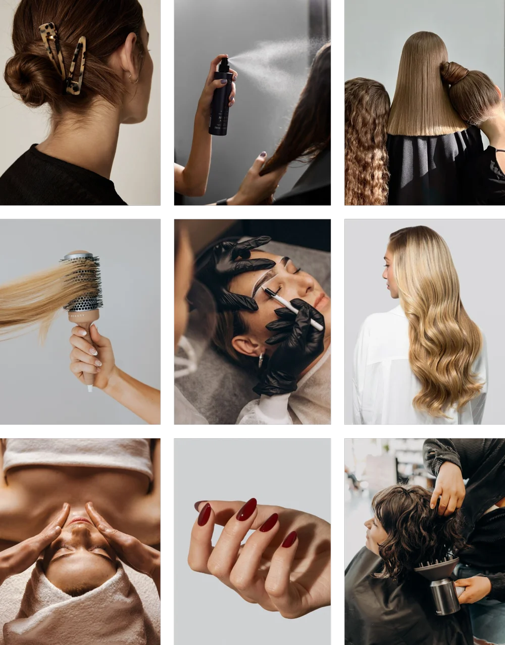 Beauty and hair salon social media grid